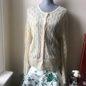 Open knit cardigan sweater